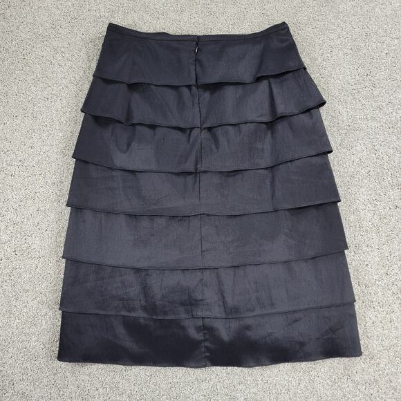 Cachet Womens Skirt Medium Black Ruffle Layered Pencil Straight Career Office - Picture 12 of 13